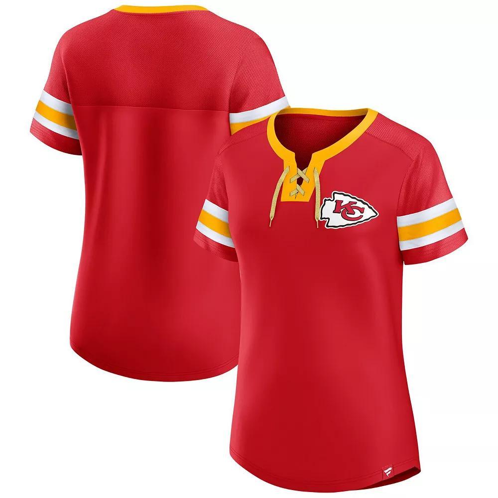 Women's Fanatics  Red Kansas City Chiefs Lace-Up Bling T-Shirt, Size: XL Product Image