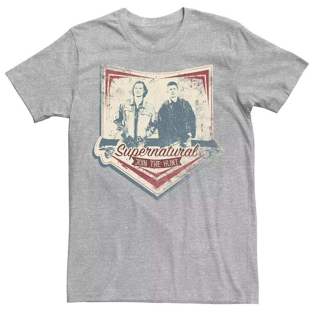 Men's Supernatural Join The Hunt Rustic Portrait Badge Tee, Size: XXL, Athletic Grey Product Image