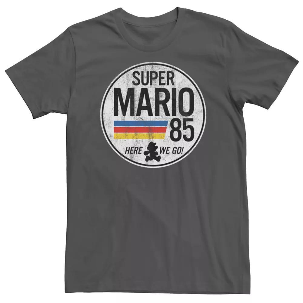 Men's Nintendo Super Mario Here We Go Vintage Short Sleeve Tee, Size: Medium, Grey Product Image