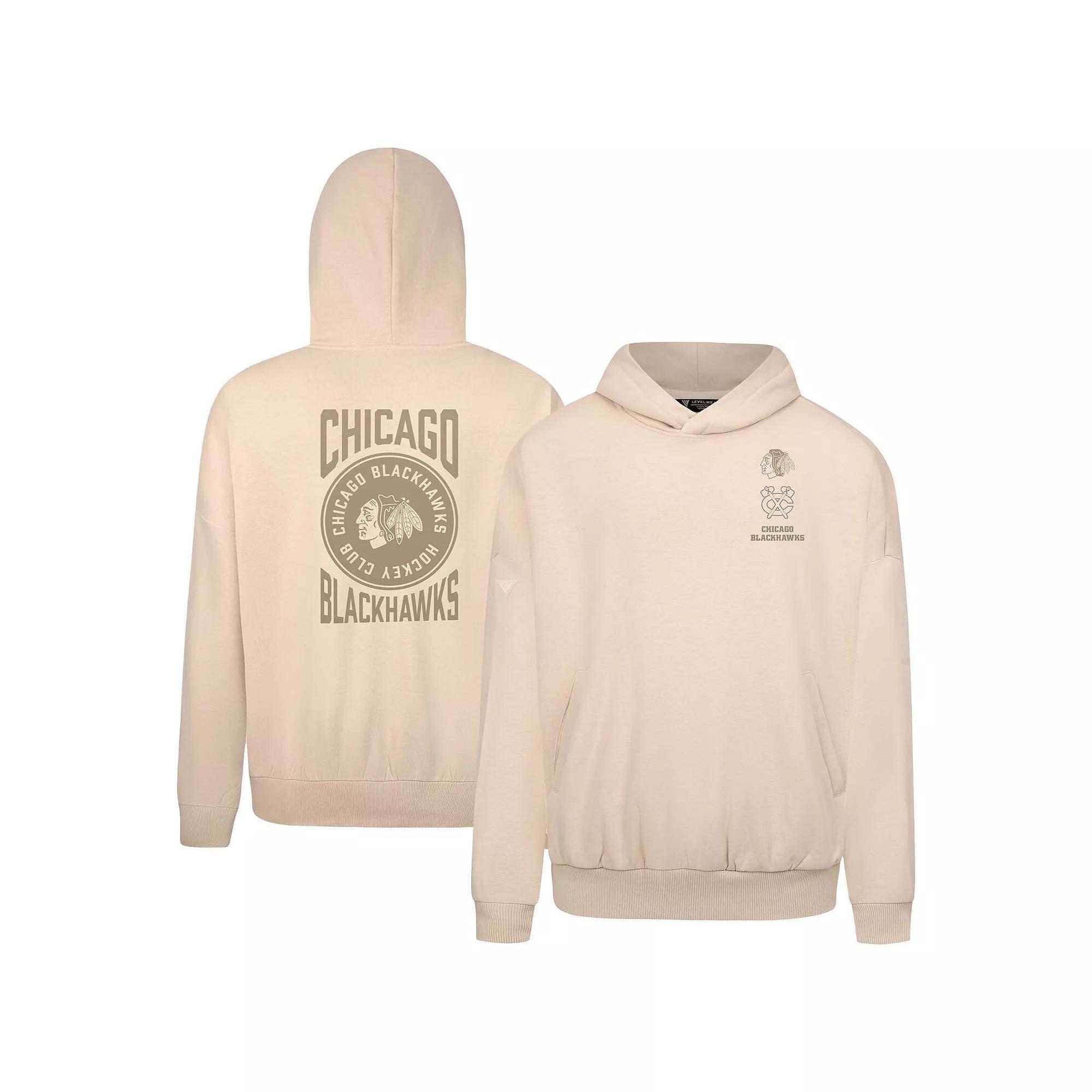 Mens Levelwear Cream Chicago Blackhawks Contact Stamp Pullover Hoodie Product Image