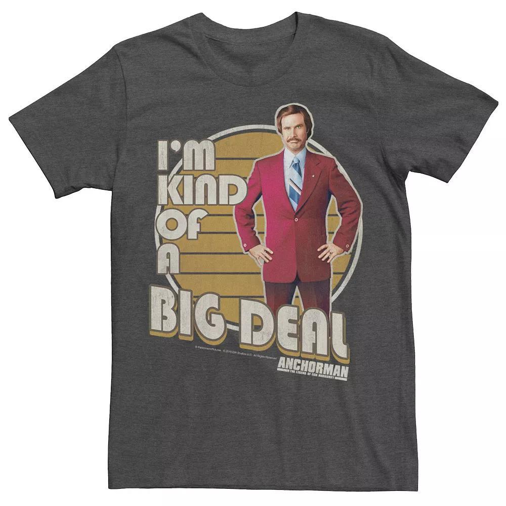 Men's Anchorman I'm Kind Of A Big Deal Retro Striped Portrait Tee, Size: XL, Grey Heather Product Image