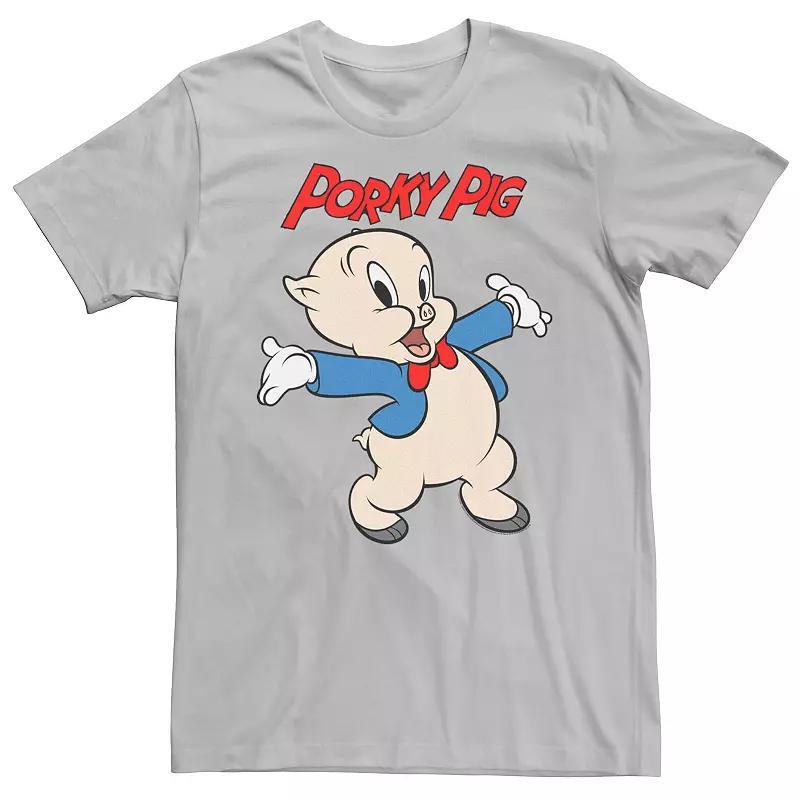 Men's Looney Tunes Porky The Pig Portrait Logo Graphic Tee, Size: Large, Silver Product Image