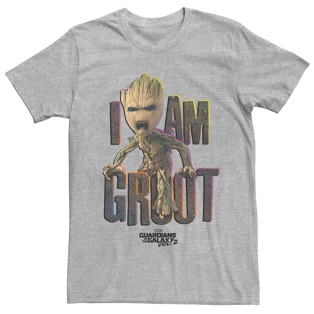 Men's Marvel Guardians Of The Galaxy 2 Groot Yell Colorful Poster Tee, Size: Small, Athletic Grey Product Image