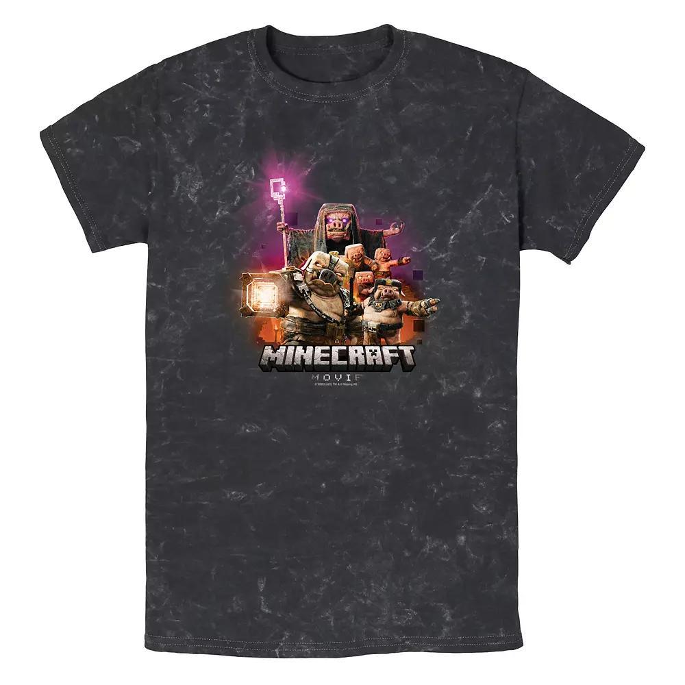 Men's Minecraft Movie Piglings Attack Mineral Wash Graphic Tee, Size: XL, Black Product Image