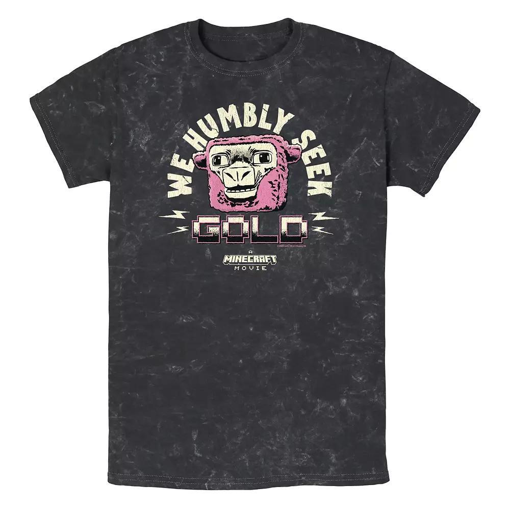 Men's Minecraft Movie We Humbly Seek Gold Mineral Wash Graphic Tee, Size: Small, Black Product Image
