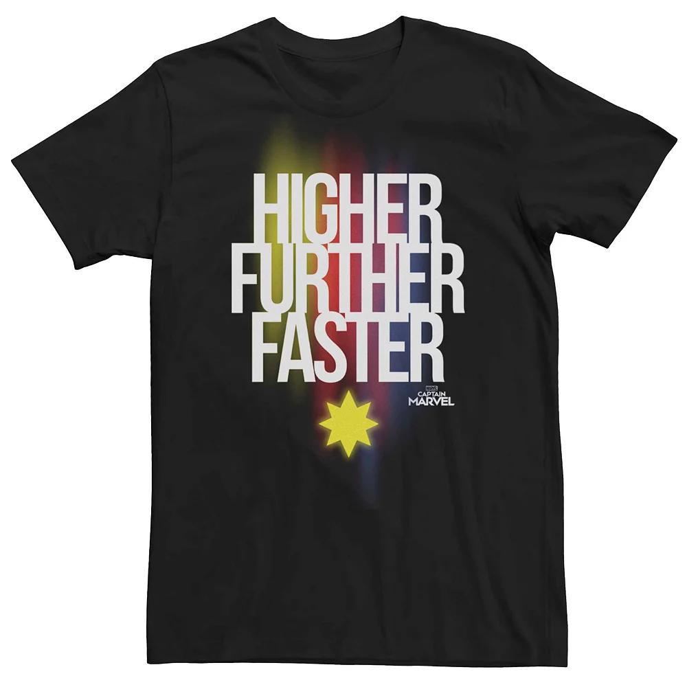 Mens Captain Marvel Higher Further Faster Color Fade Tee Shirt Product Image
