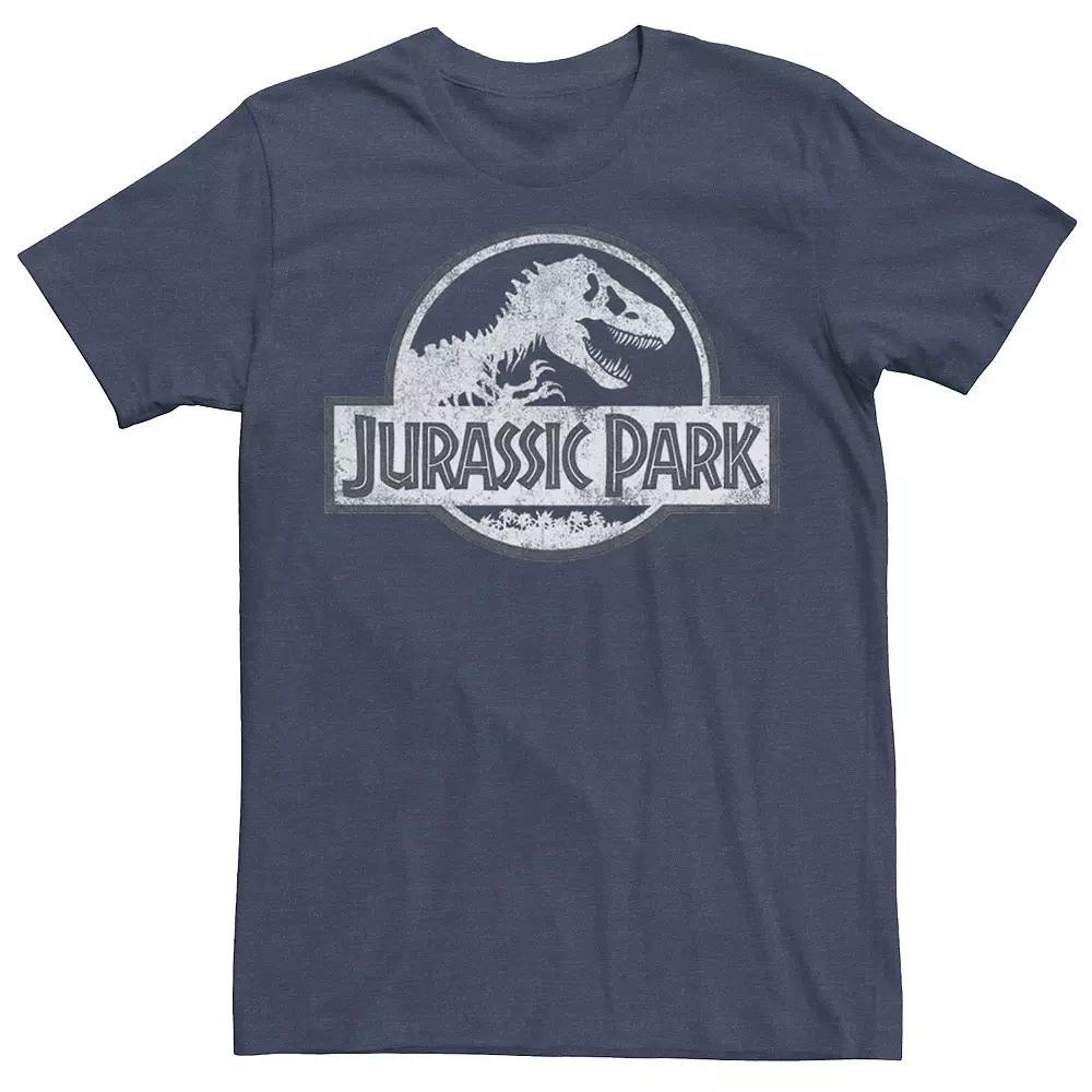 Mens Jurassic Park White Distressed Circle Logo Graphic Tee Product Image