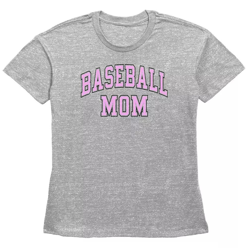 Women's Baseball Mom Basic Fit Graphic Tee, Size: XXL, Grey Gray Product Image