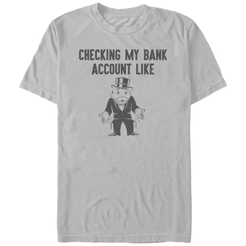 Men's Monopoly Checking My Bank Account Like Graphic Tee, Size: Medium, Silver Product Image