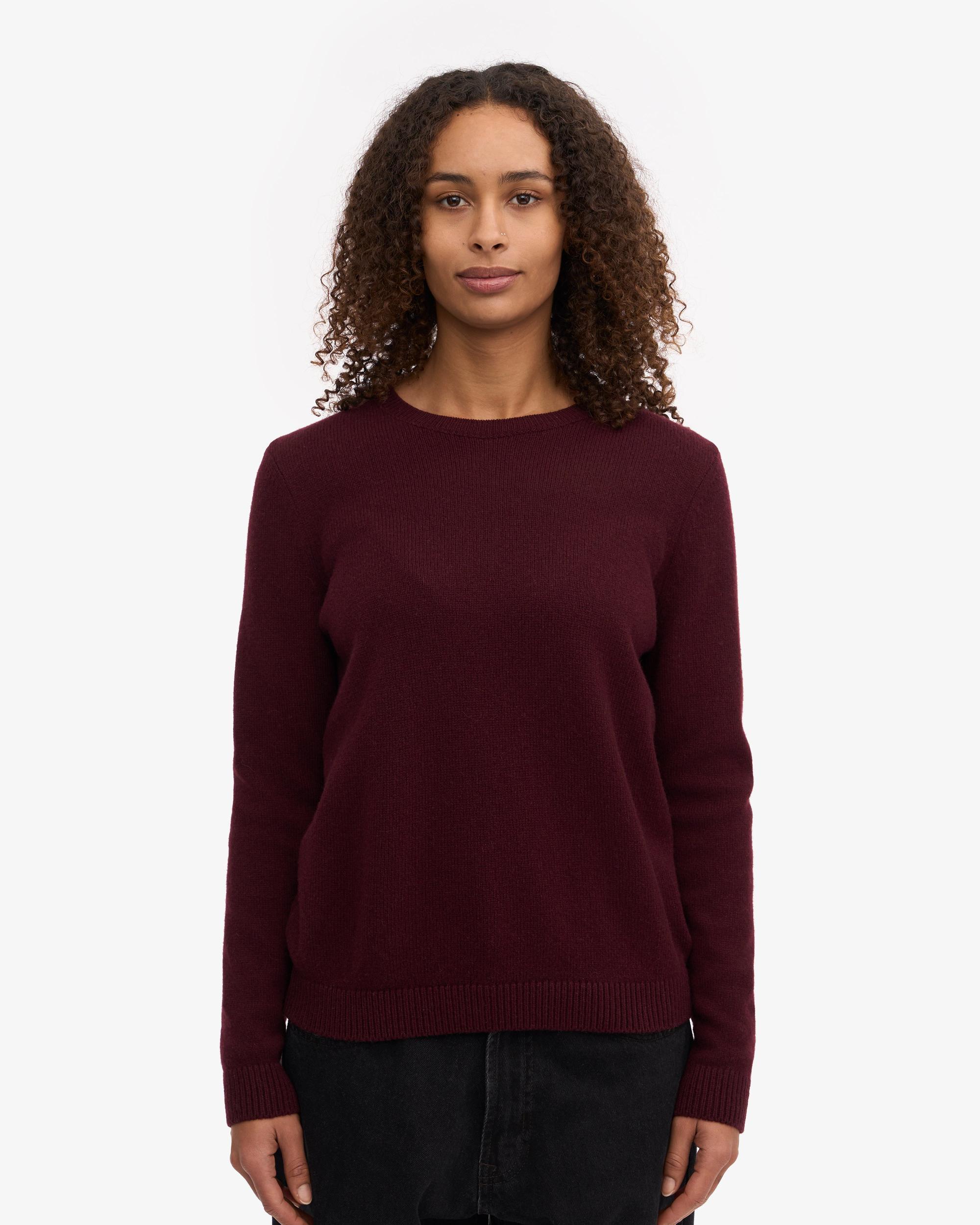 Women Classic Merino Wool Crew - Oxblood Red Product Image