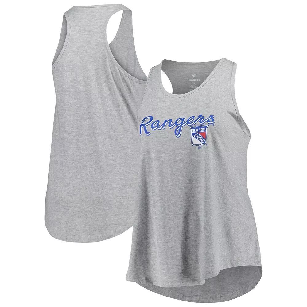 Women's Fanatics Branded Heather Gray New York Rangers Plus Size Racerback Tank Top, Size: 2XL, Ran Grey Product Image