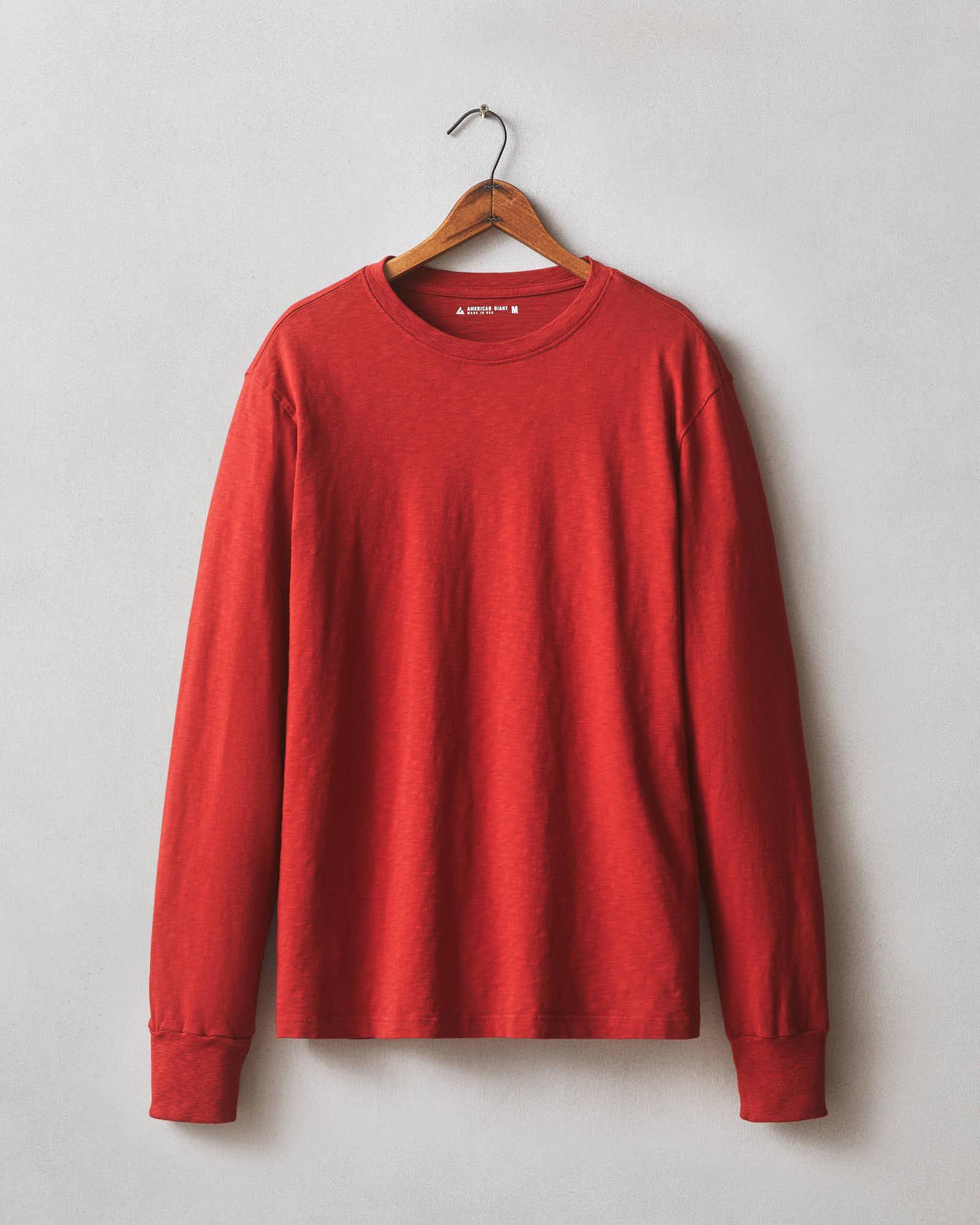 Premium Slub Crew Tee Long Sleeve - Real Red Female Product Image