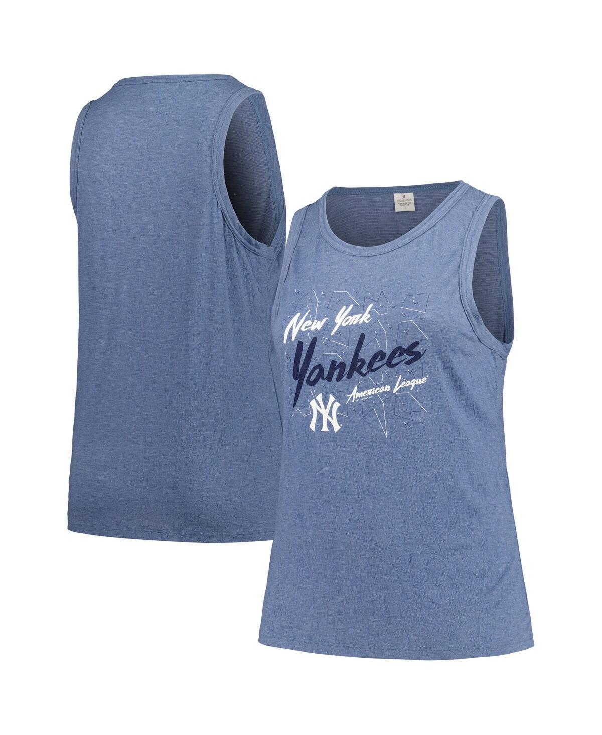 Women's Soft as a Grape Navy New York Yankees Plus Size Curvy High Neck Tri-Blend Tank Top, Size: 2XL, Blue Product Image