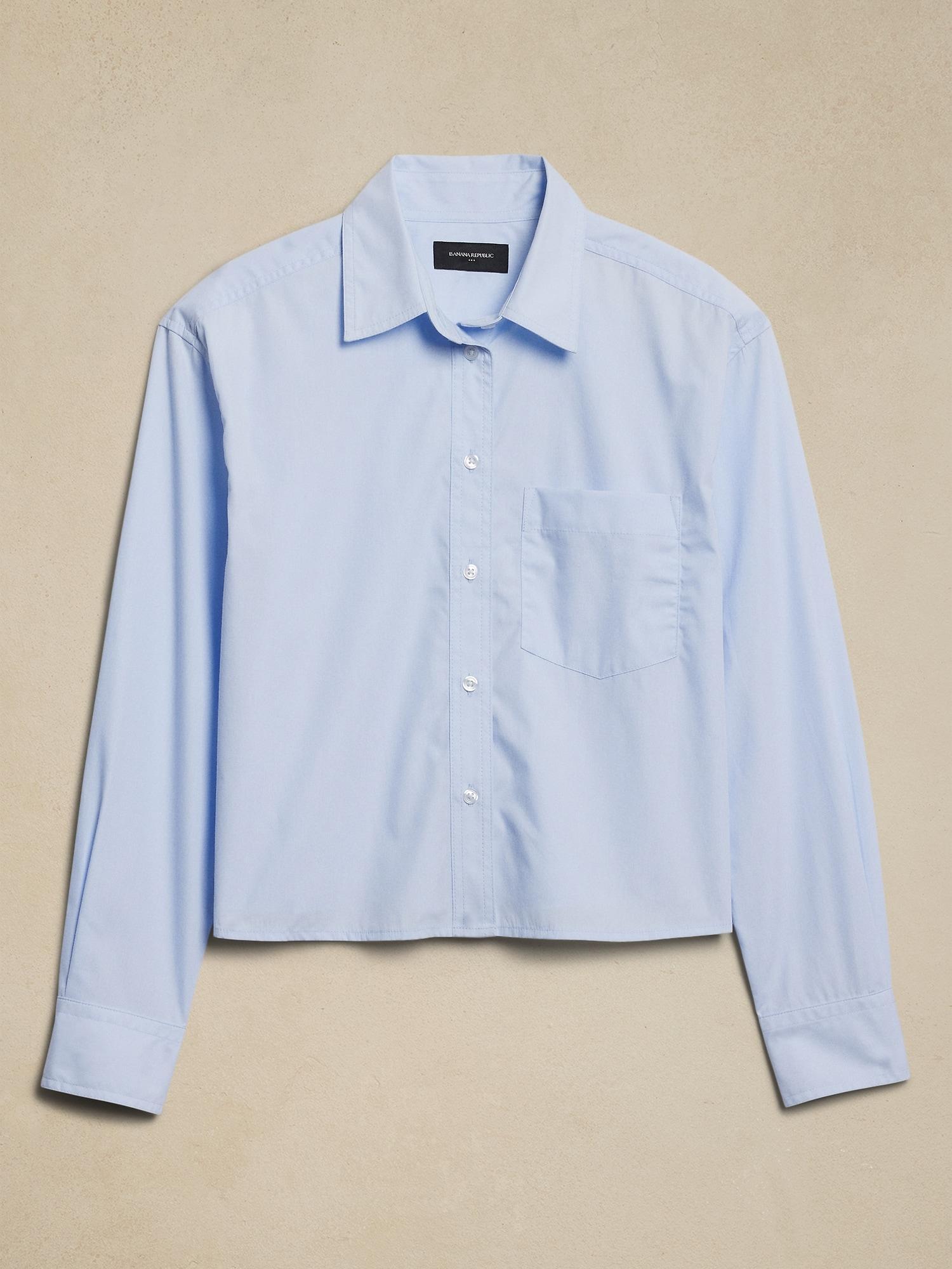 Linen-Blend Cropped Shirt Product Image