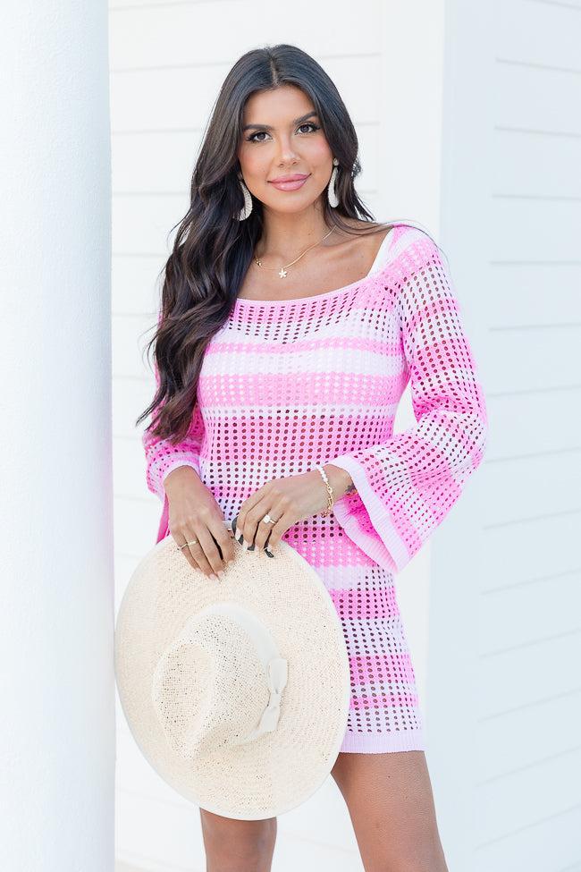 Bayside Bash Striped Open Knit Dress SALE Product Image