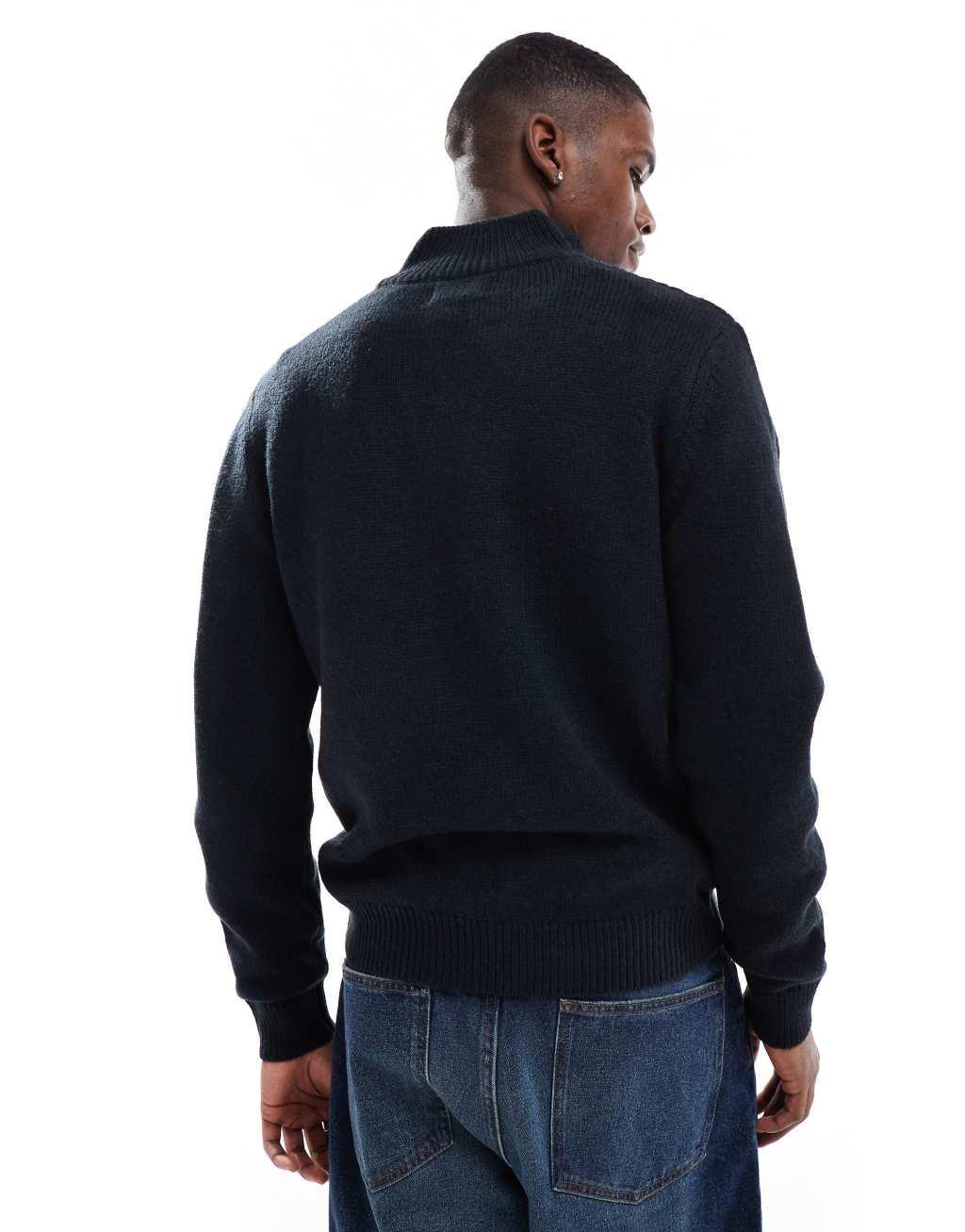 Threadbare cable knit sweater in navy Product Image