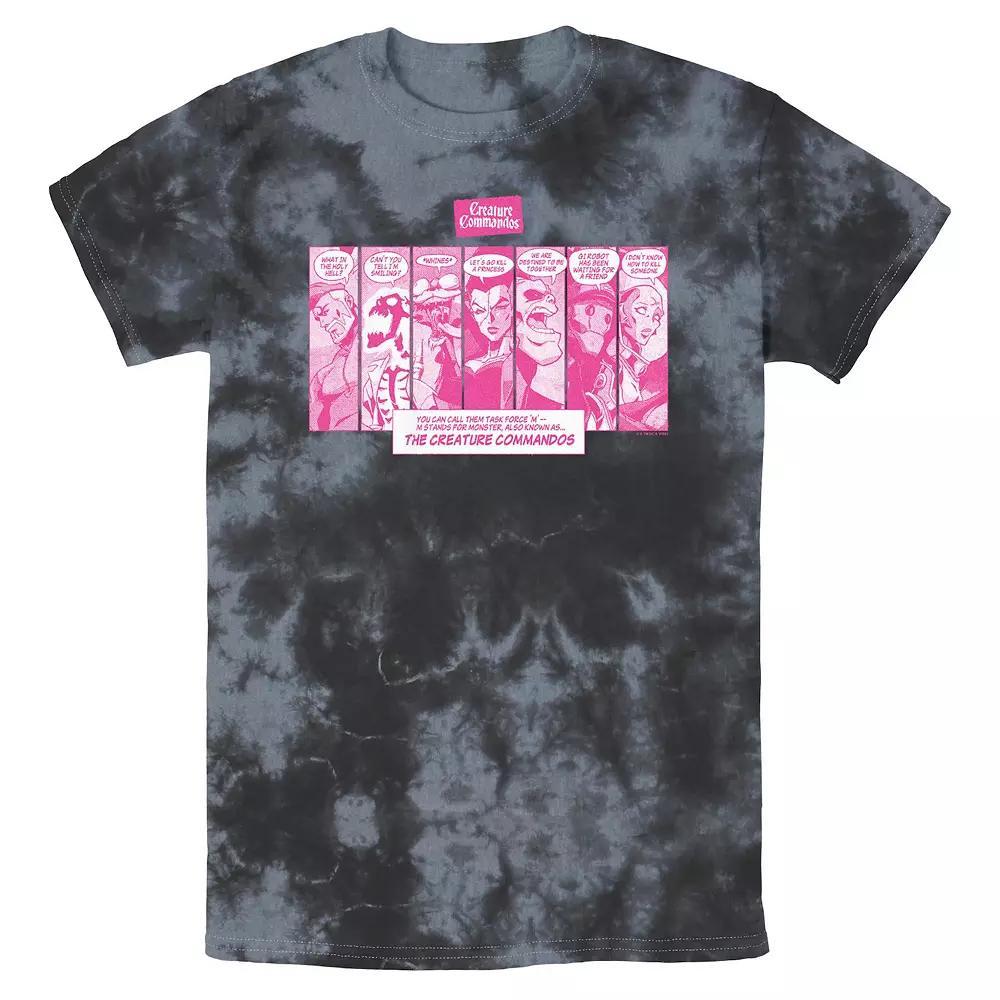 Men's Creature Commandos Comic Style Portraits Bombard Wash Graphic Tee, Size: XXL, Black Grey Product Image