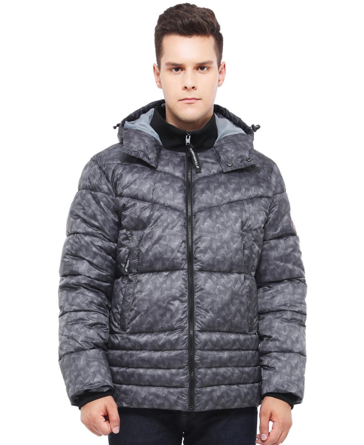 Rokka&Rolla Mens Heavyweight Quilted Hooded Puffer Jacket Coat Product Image