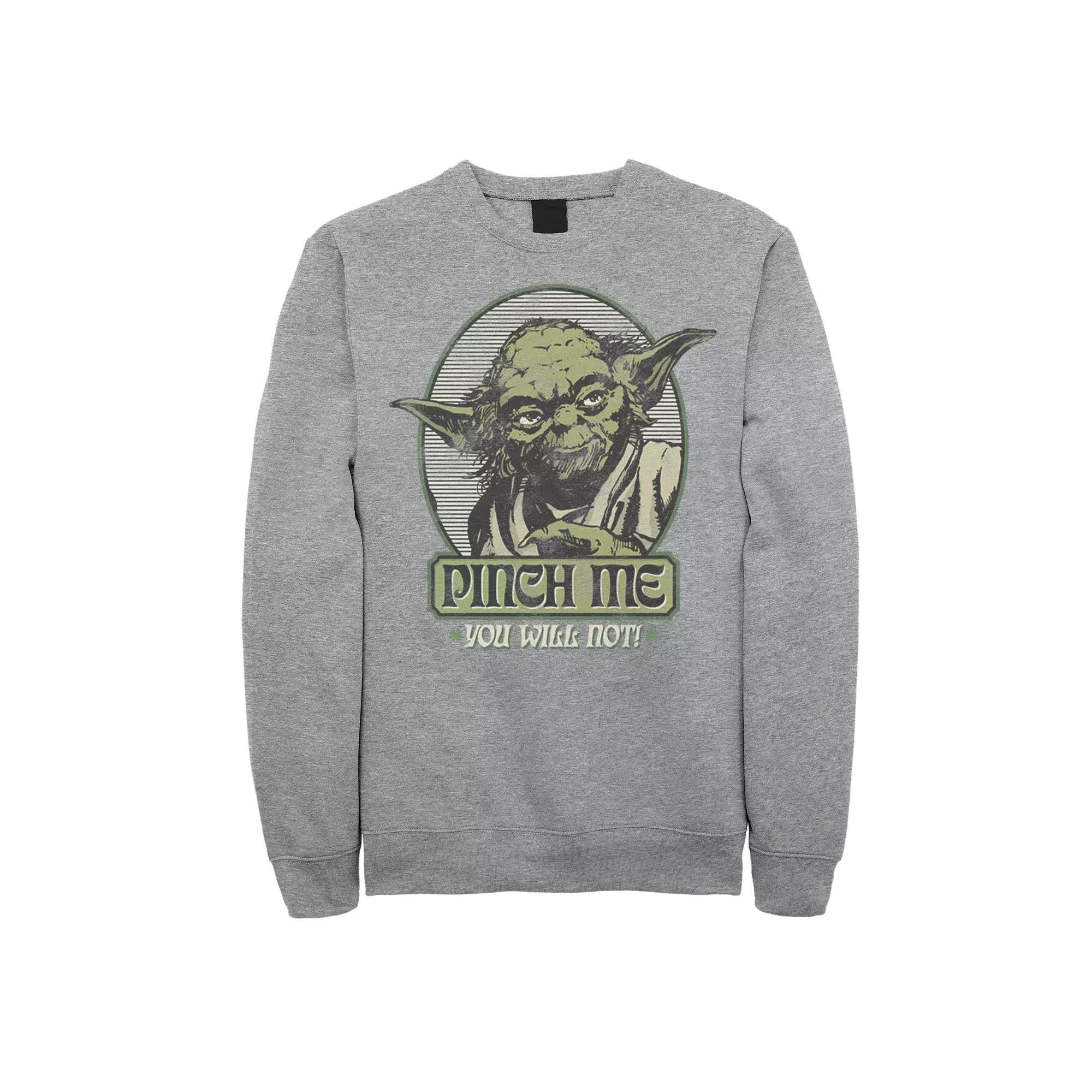 Men's Star Wars Yoda Pinch Me You Will Not Fleece, Size: Large, Athletic Grey Product Image