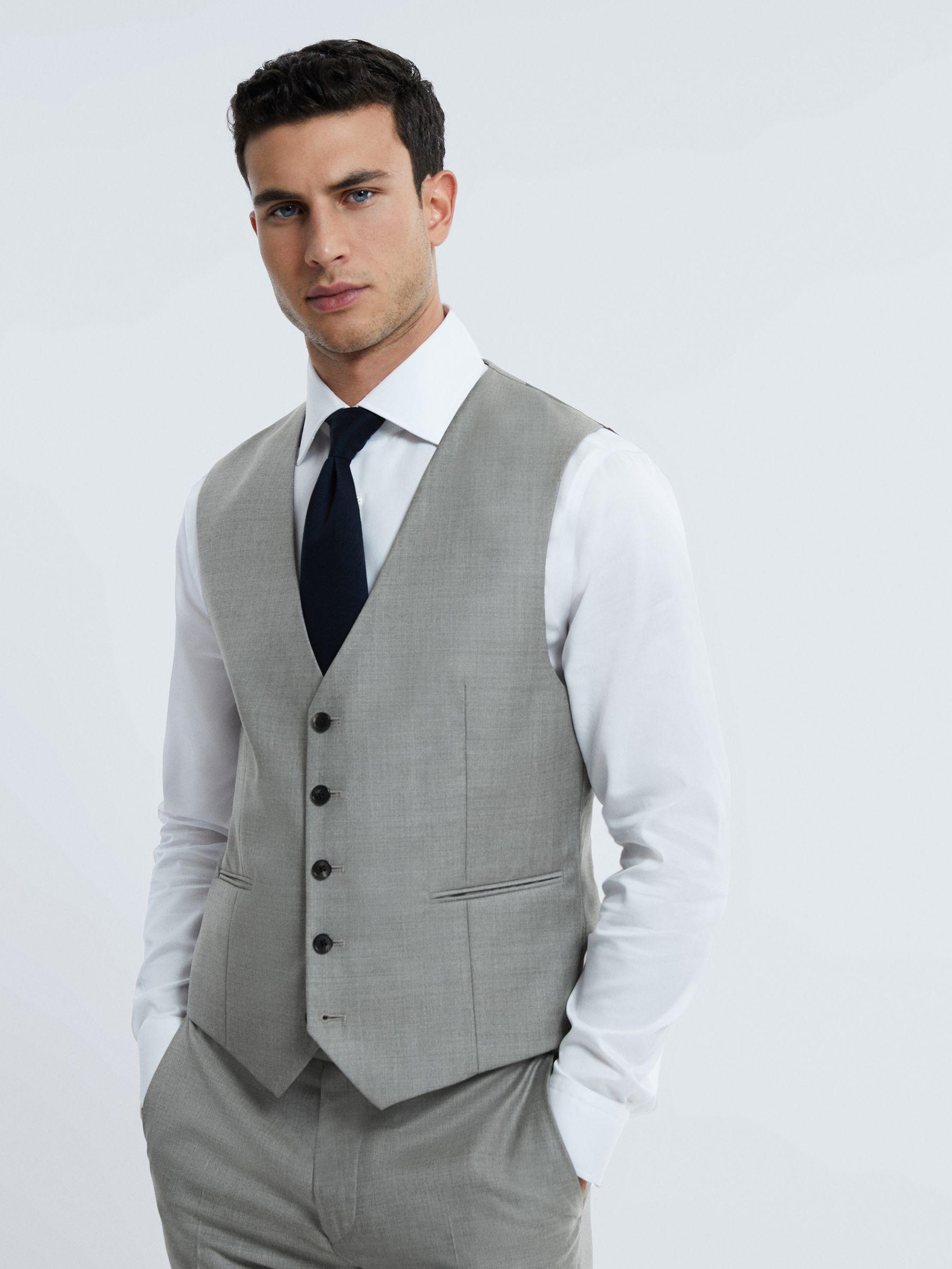 Atelier Wool Cashmere Single Breasted Waistcoat in Grey Melange Product Image