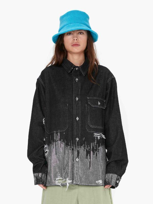 JW ANDERSON Studded Denim Shirt In Black Product Image