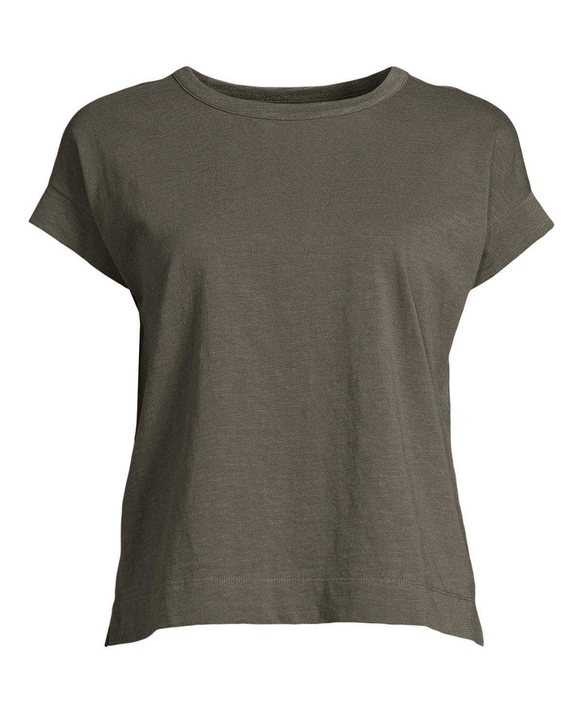 Women's Lands' End Short Sleeve Boxy Slub Tee, Size: Small, Ivory Product Image
