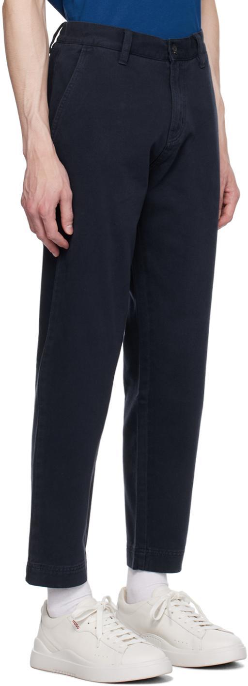 HUGO BOSS Navy Tapered-fit Trousers In 405- Dark Blue Product Image