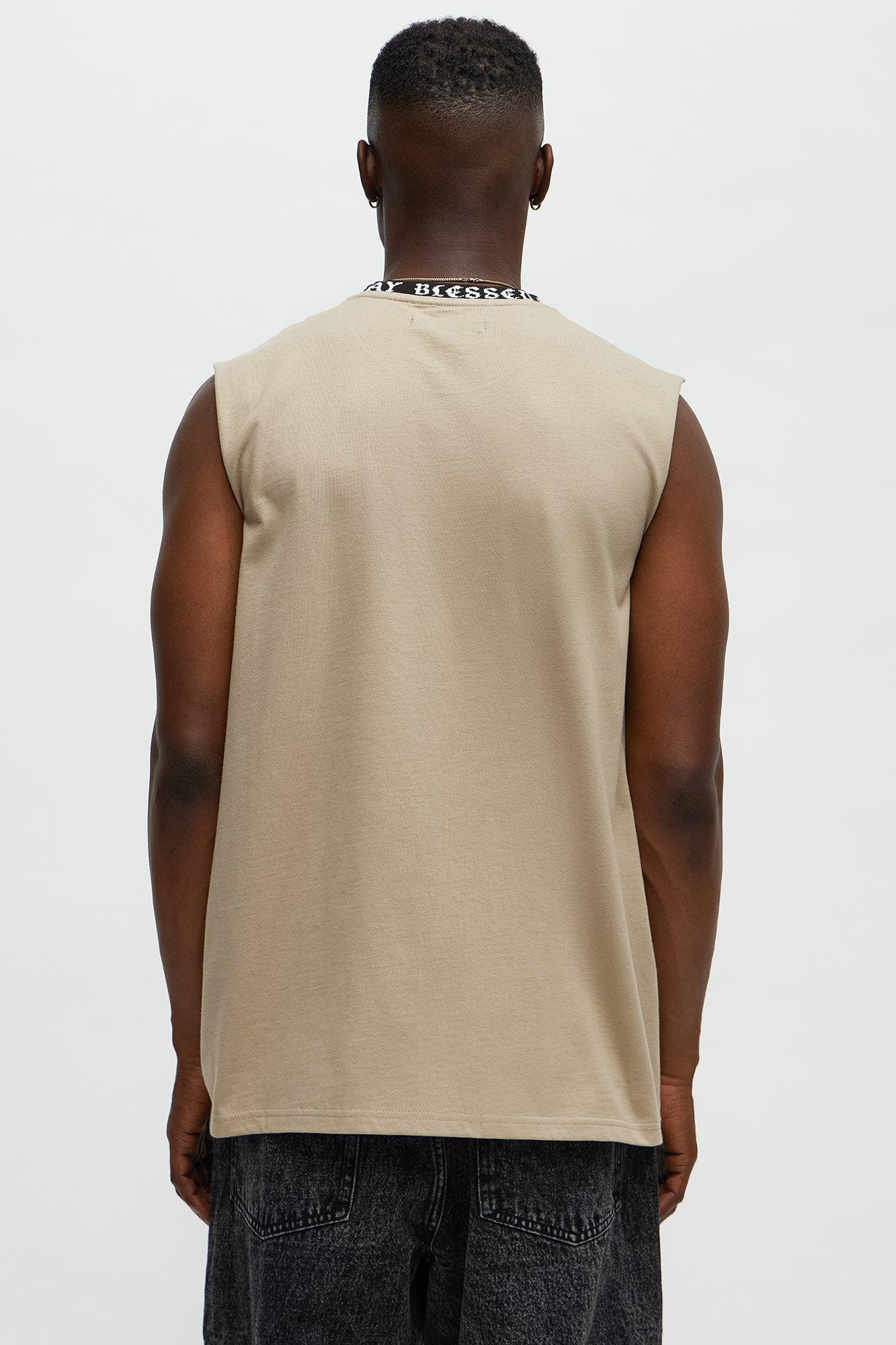 Muscle Stay Blessed Tank - Stone Product Image