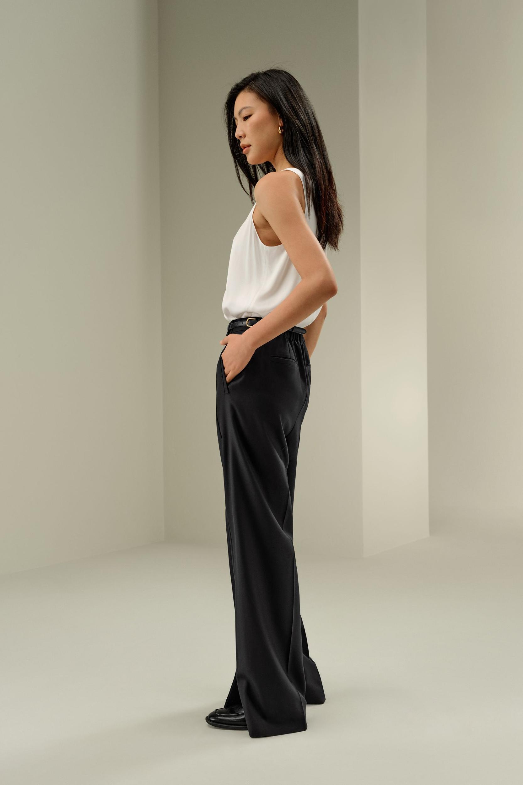 Wool Silk Blend Straight Pants Product Image