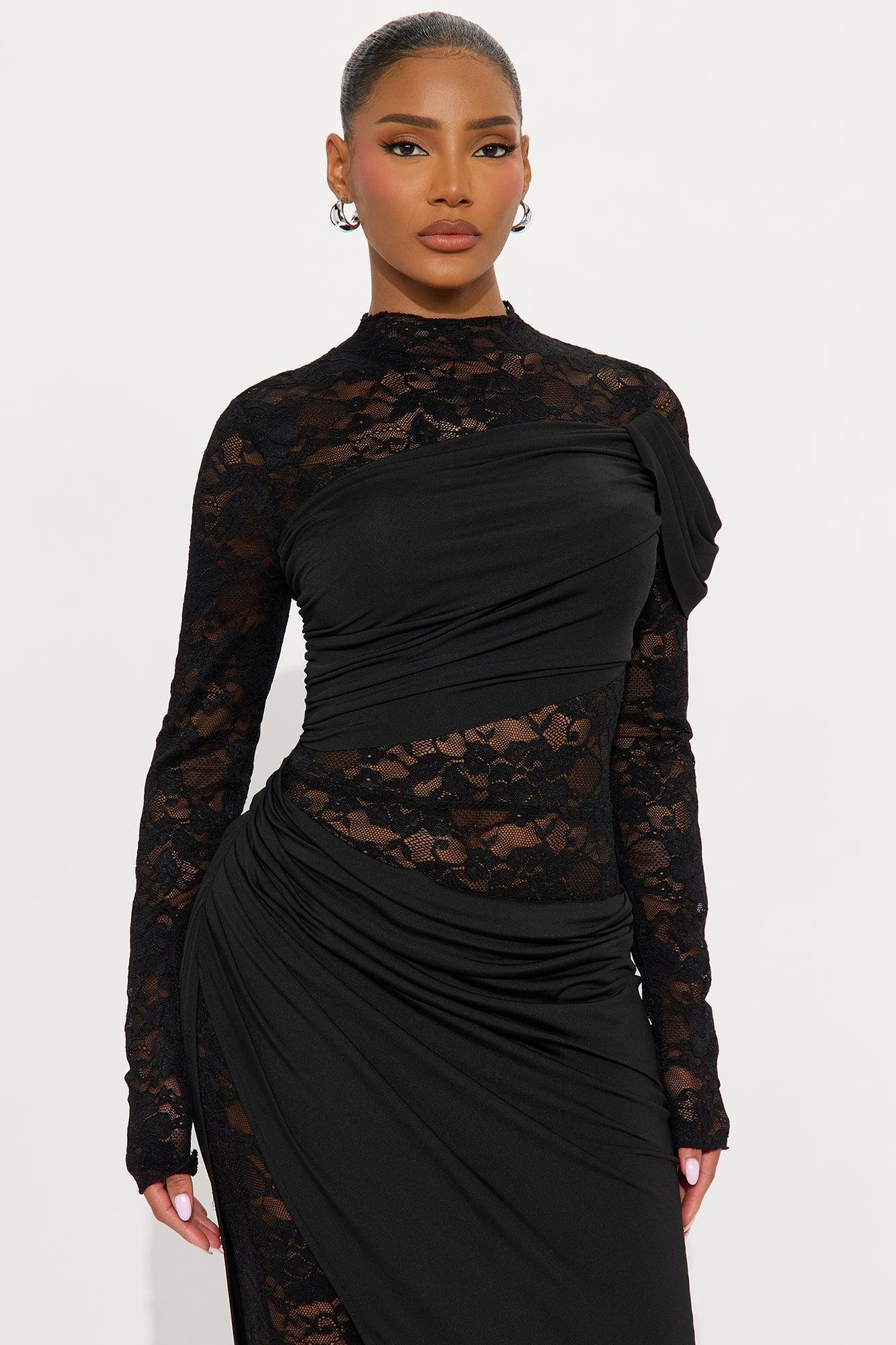 Claudette Lace Long Sleeve Jumpsuit - Black Product Image