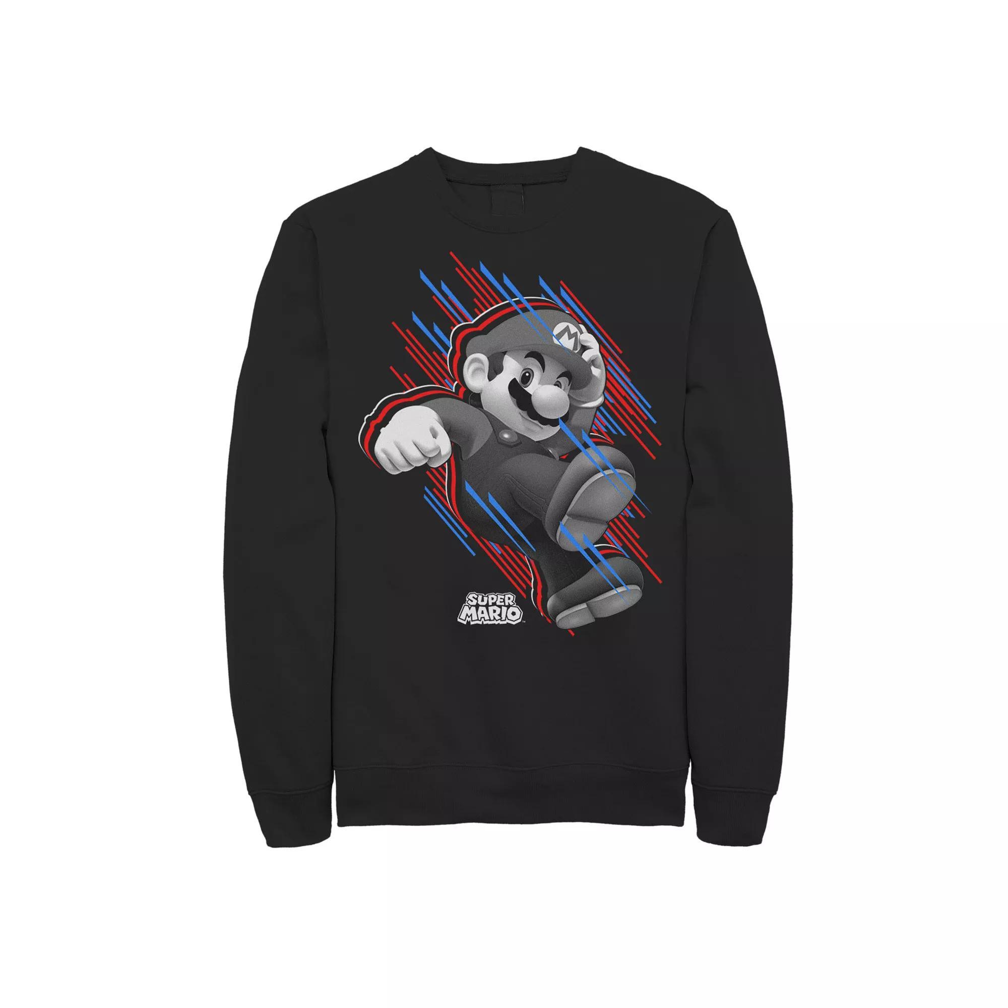 Big & Tall Nintendo Super Mario Bros Fast Stripes Fleece Sweatshirt, Men's, Size: 3XL Tall, Black Product Image