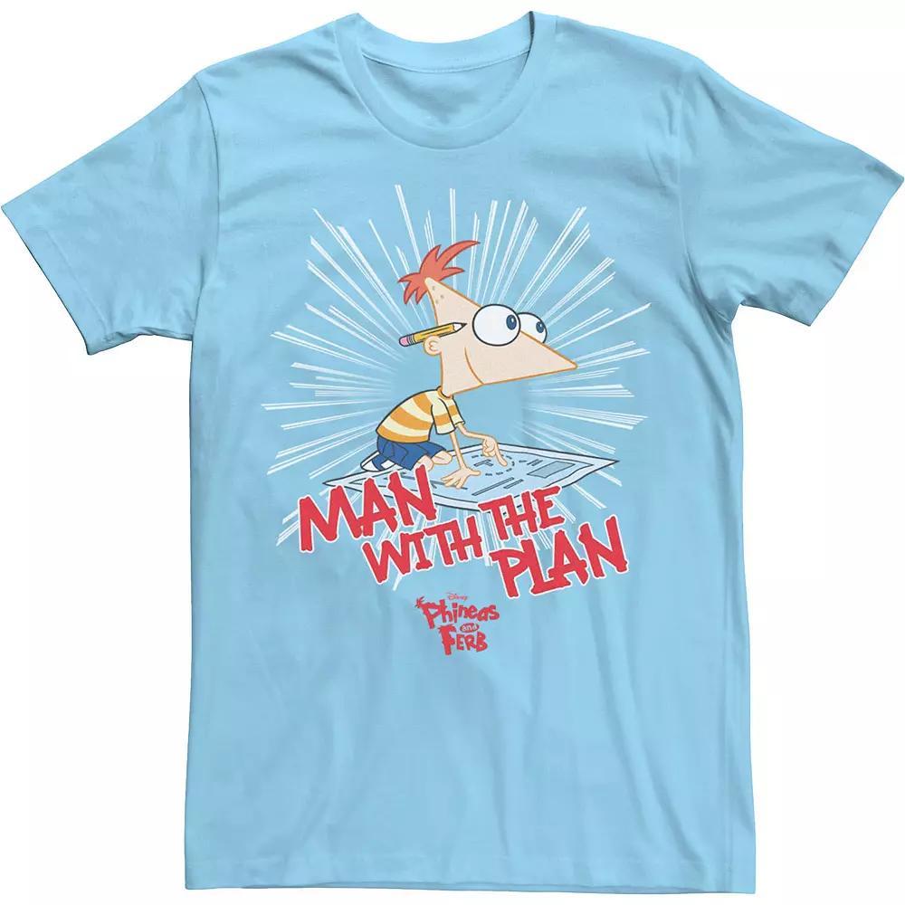 Disney's Phineas And Ferb Men's The Plan Man Tee, Size: 3XL, Light Blue Product Image