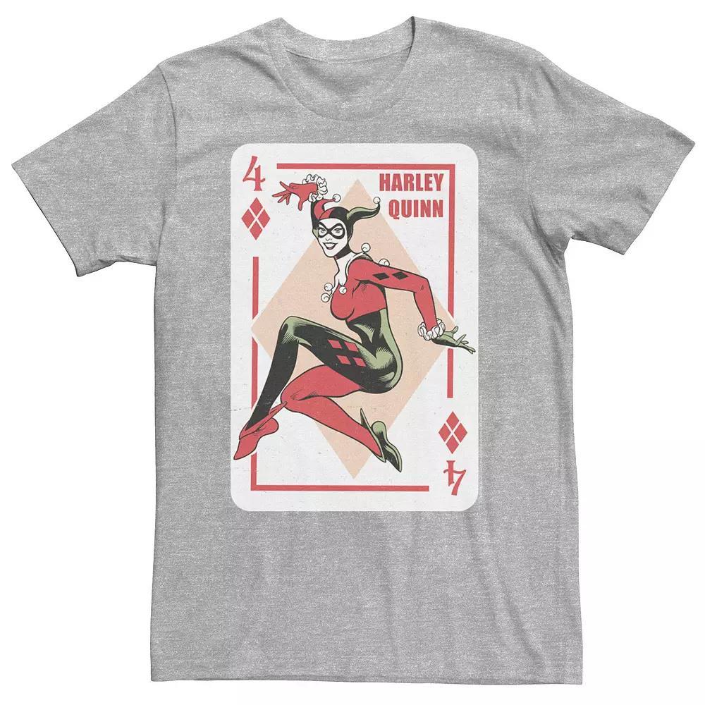 Big & Tall DC Comics Batman Harley Quinn Playing Card Tee, Men's, Size: Large Tall, Grey Heather Product Image