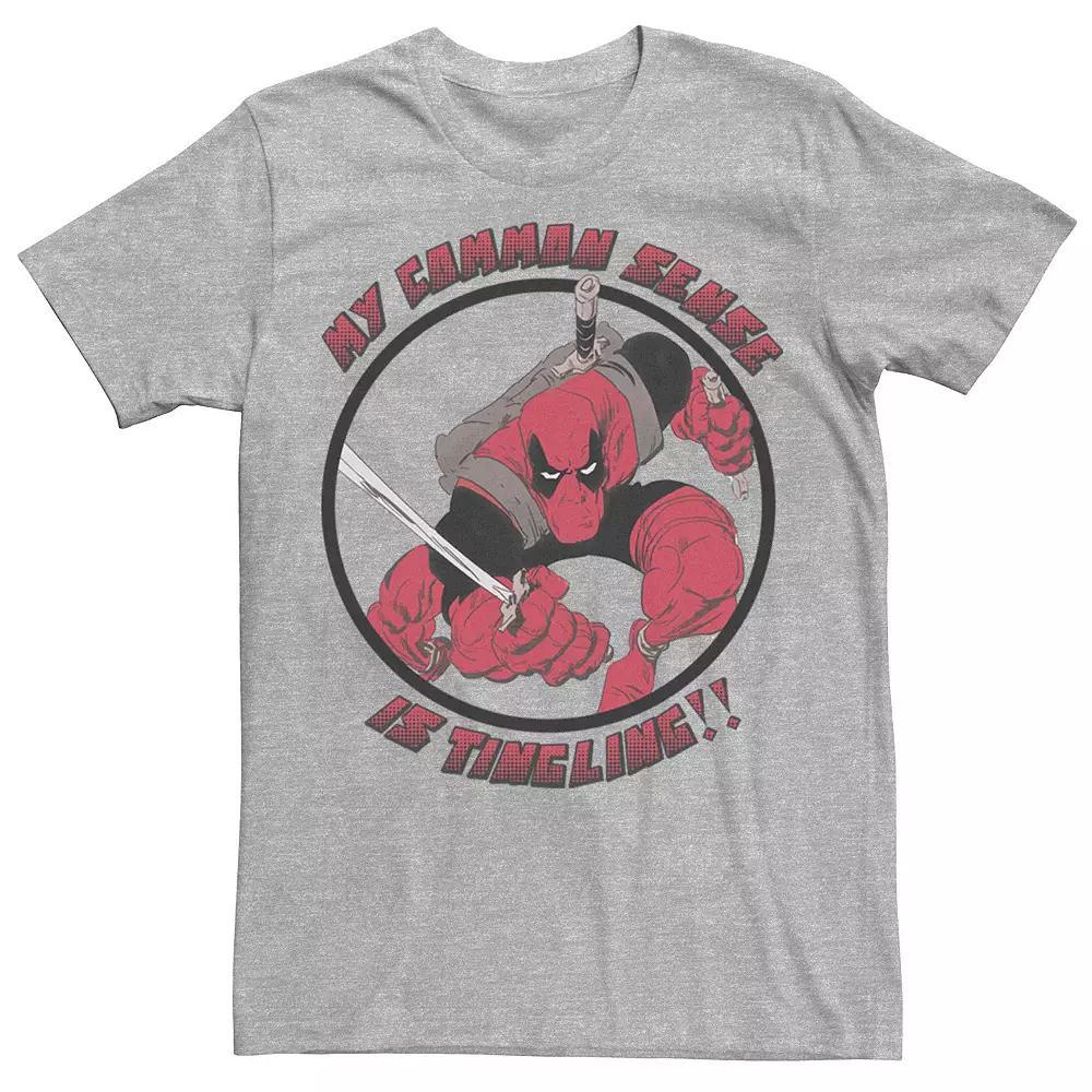 Men's Marvel Deadpool My Common Sense is Tingling Tee, Size: Large, Athletic Grey Product Image