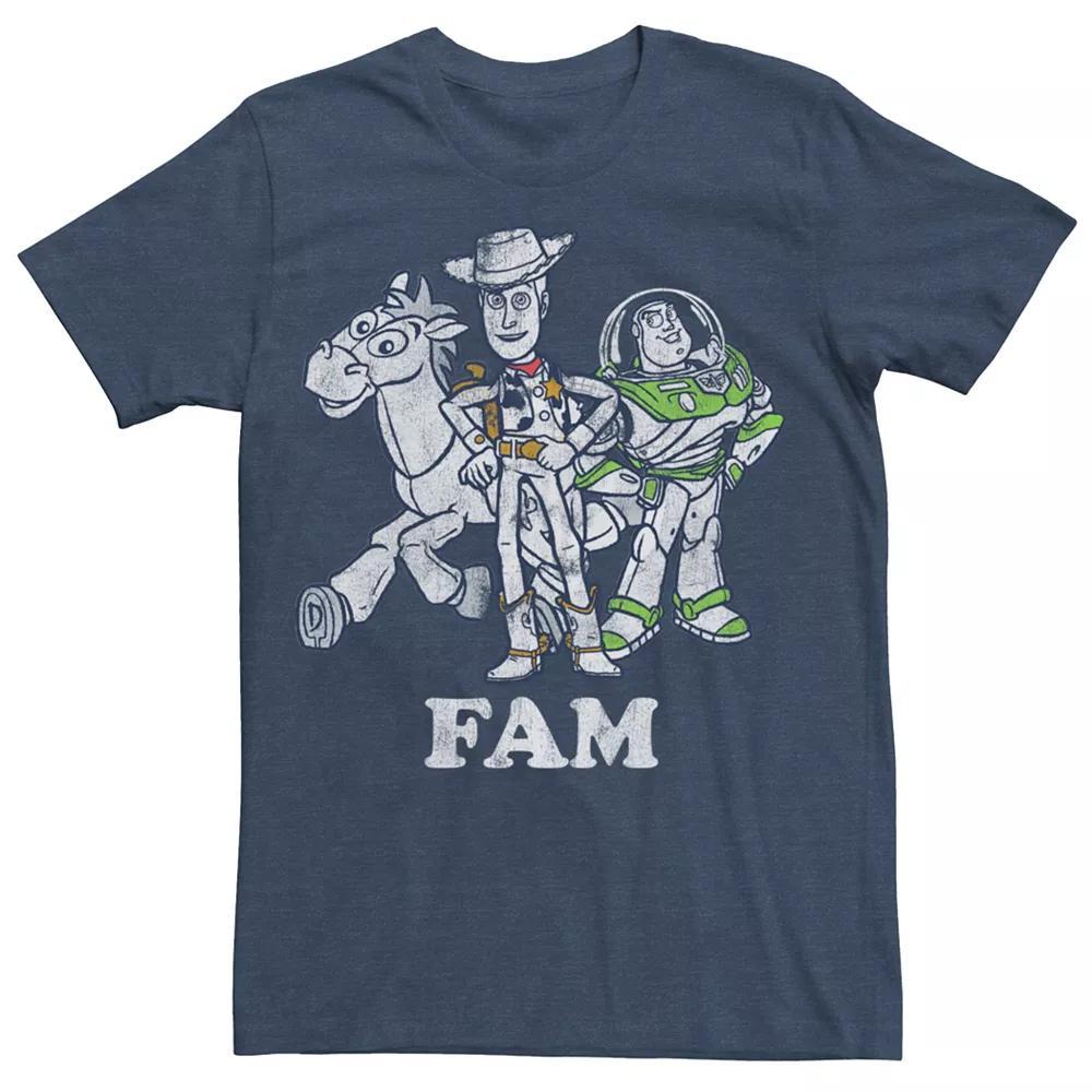 Men's Disney / Pixar's Toy Story Woody Buzz & Bullseye Fam Group Shot Tee, Size: XL, Navy Grey Product Image