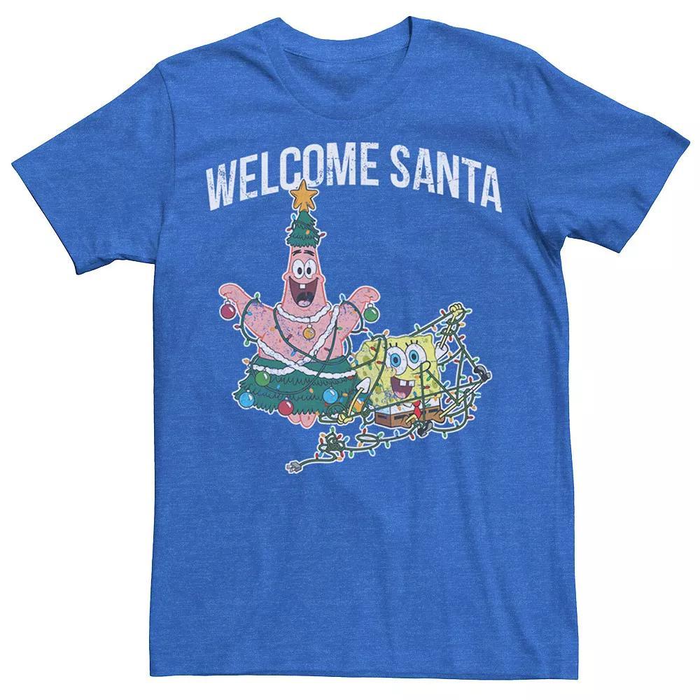 Men's Spongebob Squarepants Patrick Welcome Santa Tee, Size: Medium, Royal Grey Product Image