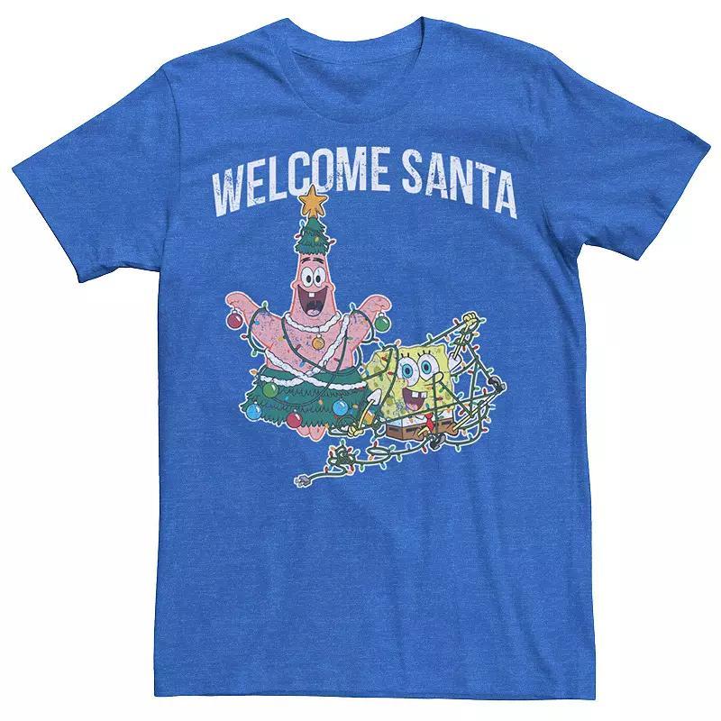Men's Spongebob Squarepants Patrick Welcome Santa Tee, Size: Medium, Royal Grey Product Image