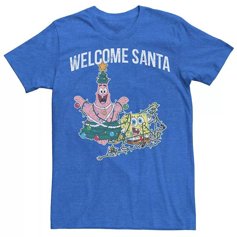 Men's Spongebob Squarepants Patrick Welcome Santa Tee, Size: Medium, Royal Grey Product Image