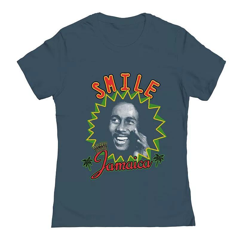 Juniors Bob Marley Smile Jamaica Graphic Tee, Womens Blue Product Image