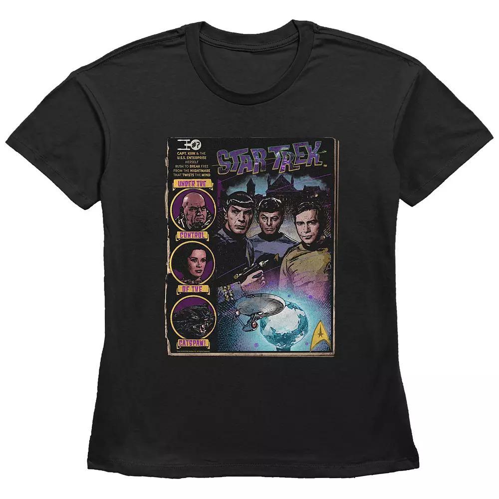 Women's Star Trek Comic Book Poster Graphic Tee, Size: XL, Black Product Image