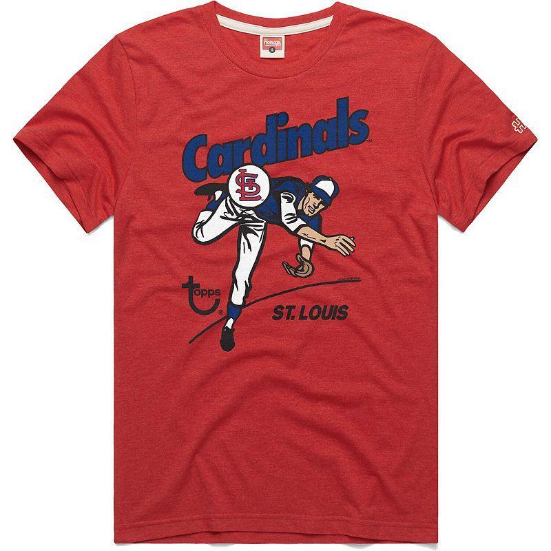 Men's Homage x Topps Red St. Louis Cardinals Tri-Blend T-Shirt, Size: Small Product Image