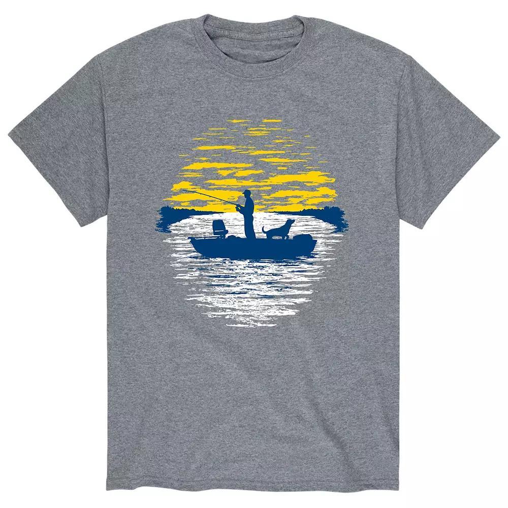 Mens Sunset Fishing Tee Athletic Grey Product Image