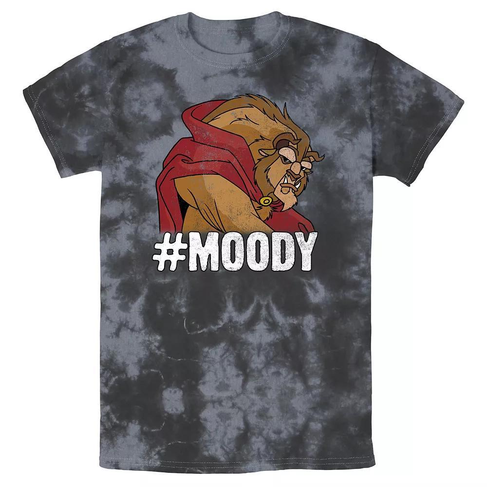 Men's Disney Beauty And The Beast # Moody Portrait Bomabrd Wash Tee, Size: Large, Black Grey Product Image