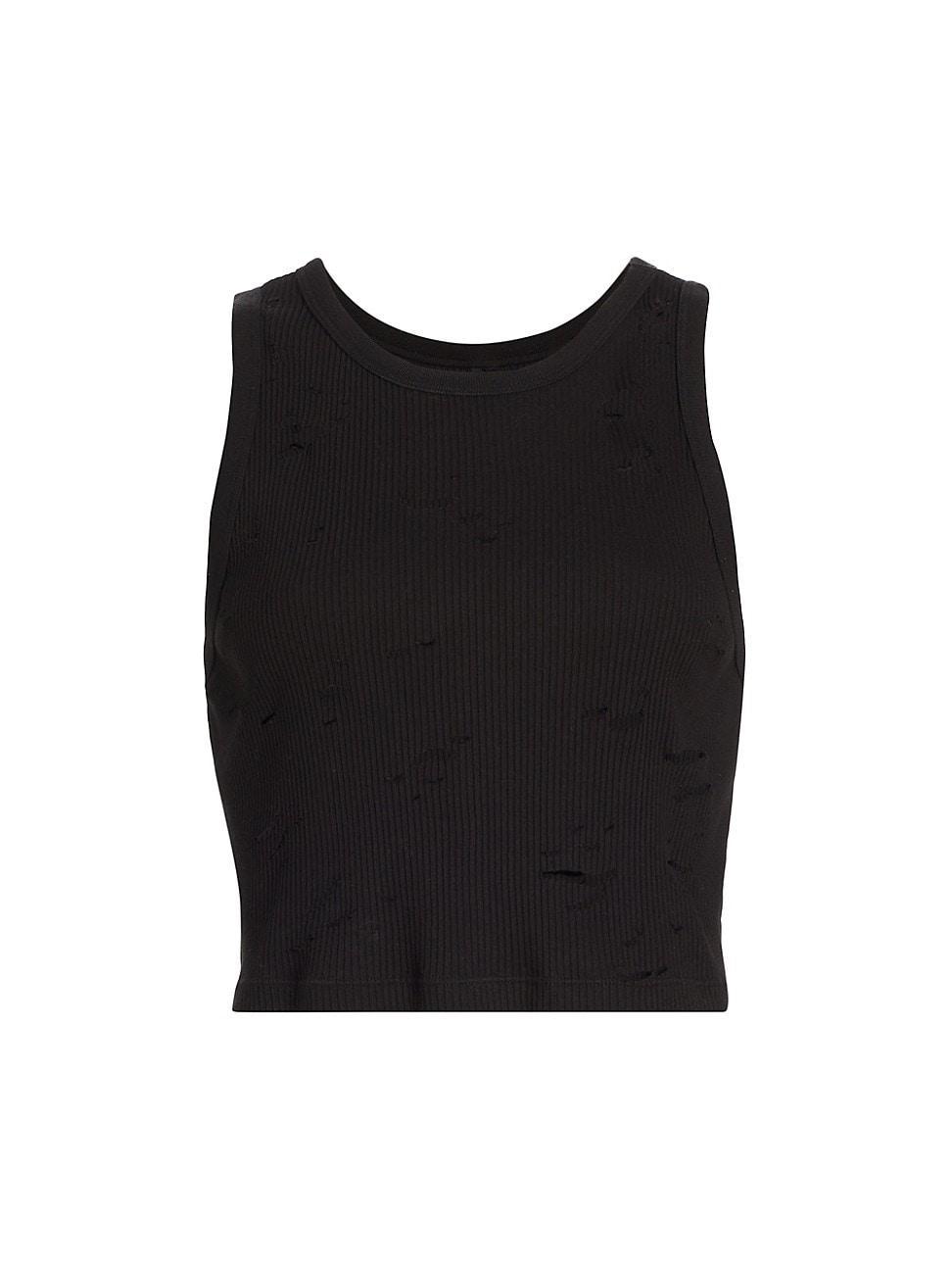 Womens Distressed Crop Tank Product Image