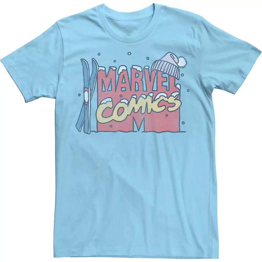 Men's Marvel Snow Marvel Logo Comic Tee, Size: Medium, Light Blue Product Image