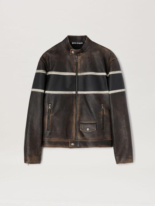 CRYSTAL PIN UP LEATHER BIKER BROWN - OFF Product Image