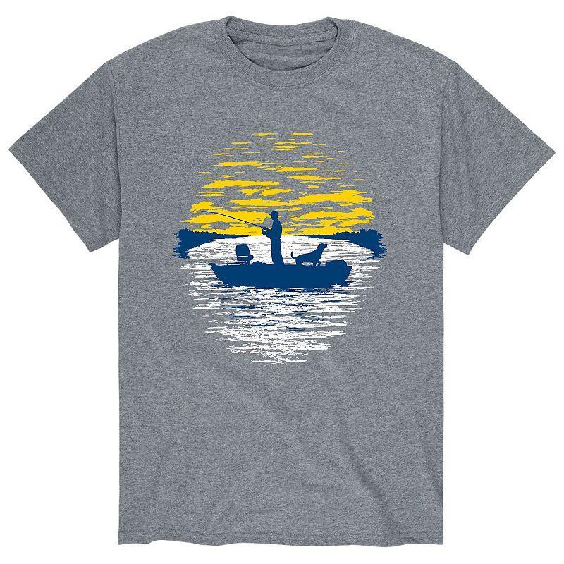 Mens Sunset Fishing Tee Athletic Grey Product Image