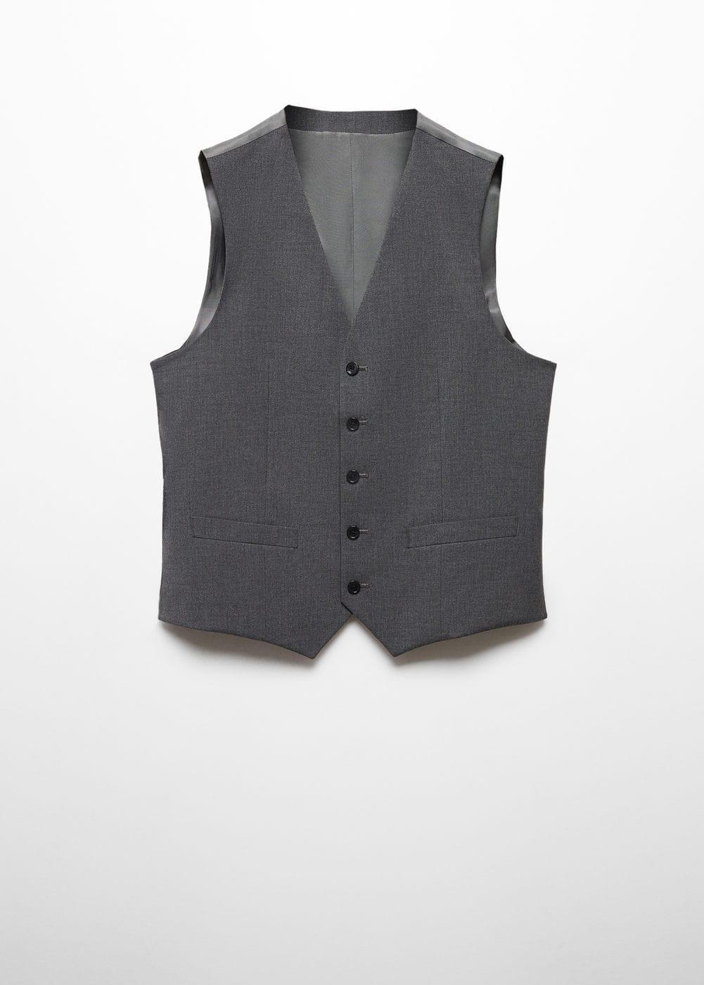 Mango Mens Slim-Fit Suit Vest - Gray Product Image