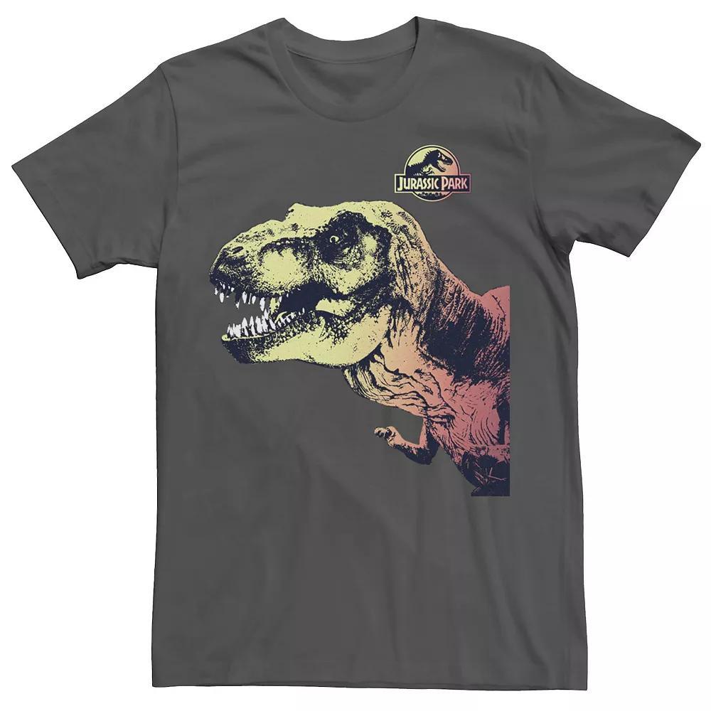 Men's Jurassic Park T-Rex Sunset Color Fil In Graphic Tee, Size: Medium, Athletic Grey Product Image