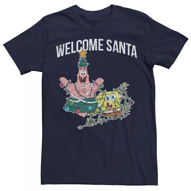 Men's Spongebob Squarepants Patrick Welcome Santa Tee, Size: Medium, Royal Grey Product Image